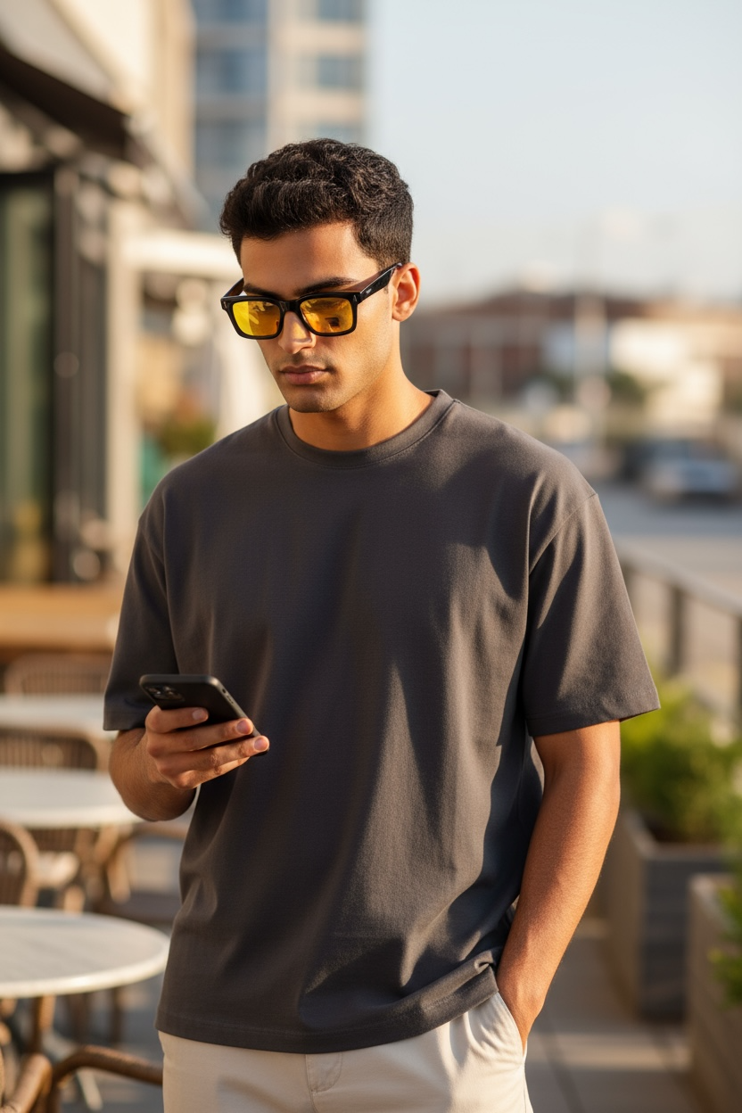 Trendy Yellow  Square Sunglass